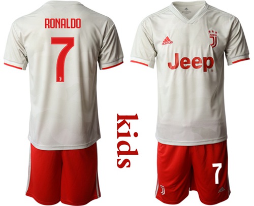 Juventus #7 Ronaldo Away Kid Soccer Club Jersey