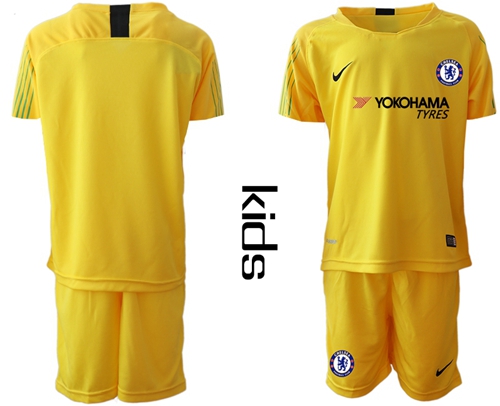 Chelsea Blank Yellow Goalkeeper Kid Soccer Club Jersey