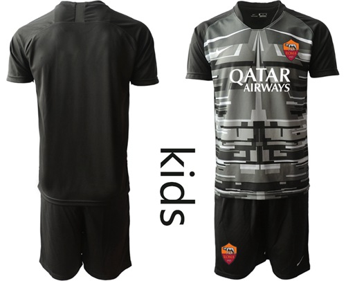 Roma Blank Black Goalkeeper Kid Soccer Club Jersey