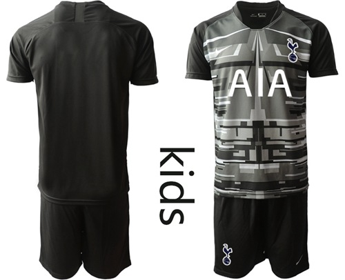 Tottenham Hotspur Blank Black Goalkeeper Kid Soccer Club Jersey