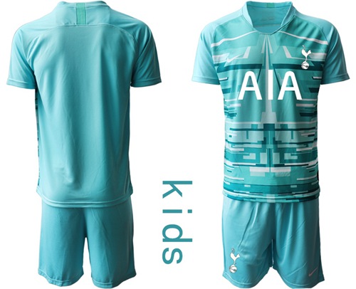 Tottenham Hotspur Blank Light Blue Goalkeeper Kid Soccer Club Jersey