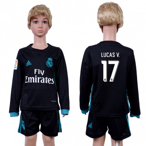 Real Madrid #17 Lucas V. Away Long Sleeves Kid Soccer Club Jersey Real Madrid #17 Lucas V. Away Long Sleeves Kid Soccer Club Jersey