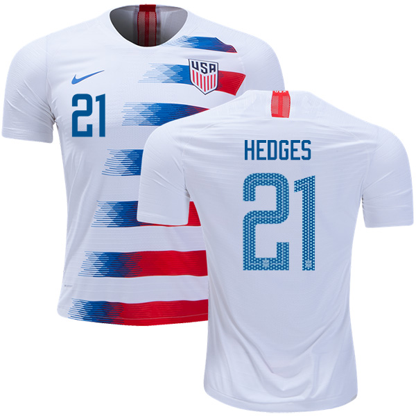 USA #21 Hedges Home Kid Soccer Country Jersey