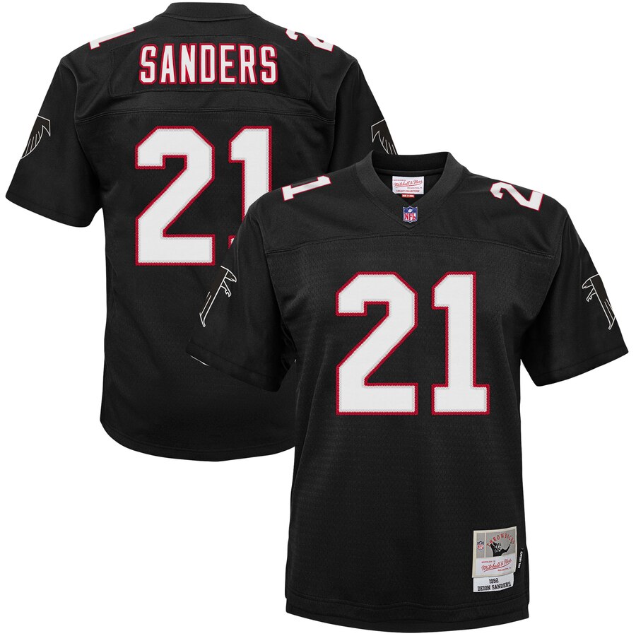 Youth Atlanta Falcons #21 Deion Sanders Mitchell & Ness Black 1992 Legacy Retired Player Jersey