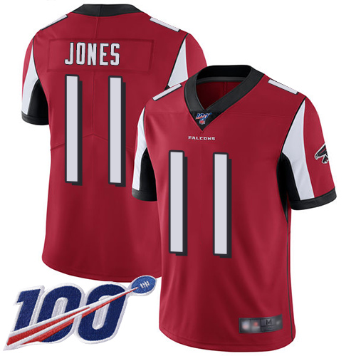 Nike Falcons #11 Julio Jones Red Team Color Youth Stitched NFL 100th Season Vapor Limited Jersey
