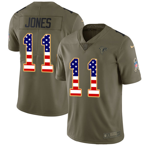 Nike Falcons #11 Julio Jones Olive/USA Flag Youth Stitched NFL Limited 2017 Salute to Service Jersey