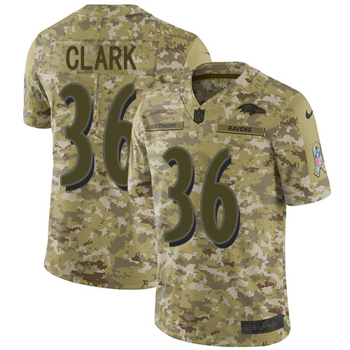 Nike Ravens #36 Chuck Clark Camo Youth Stitched NFL Limited 2018 Salute To Service Jersey Nike Ravens #36 Chuck Clark Camo Youth Stitched NFL Limited 2018 Salute To Service Jersey