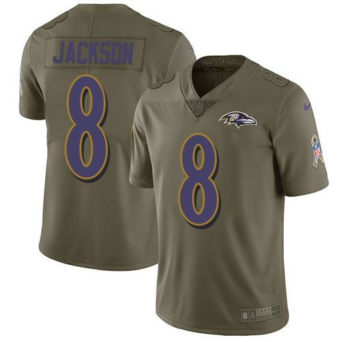 Nike Ravens #8 Lamar Jackson Olive Youth Stitched NFL Limited 2017 Salute to Service Jersey Nike Ravens #8 Lamar Jackson Olive Youth Stitched NFL Limited 2017 Salute to Service Jersey