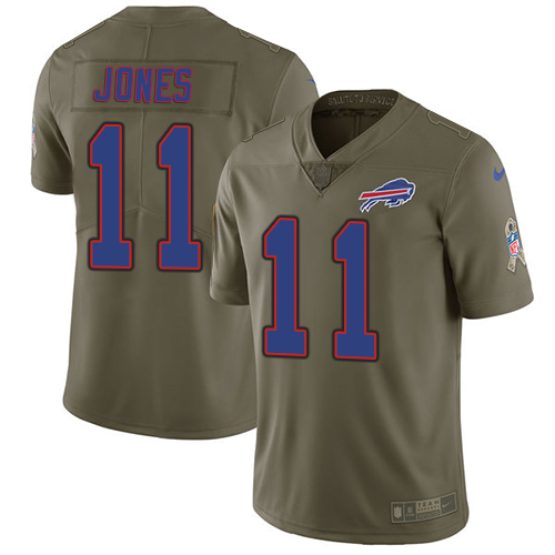 Nike Bills #11 Zay Jones Olive Youth Stitched NFL Limited 2017 Salute to Service Jersey