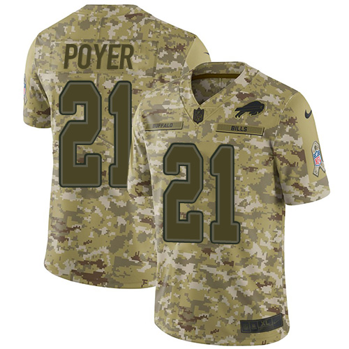 Nike Bills #21 Jordan Poyer Camo Youth Stitched NFL Limited 2018 Salute to Service Jersey