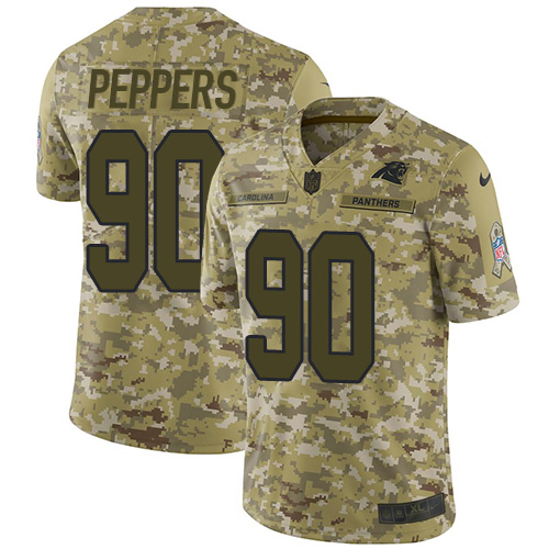 Nike Panthers #90 Julius Peppers Camo Youth Stitched NFL Limited 2018 Salute to Service Jersey