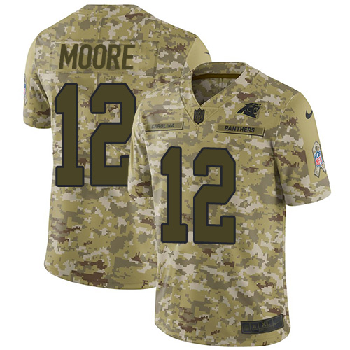 Nike Panthers #12 DJ Moore Camo Youth Stitched NFL Limited 2018 Salute to Service Jersey