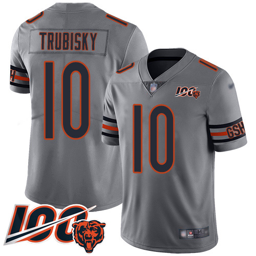 Nike Bears #10 Mitchell Trubisky Silver Youth Stitched NFL Limited Inverted Legend 100th Season Jersey