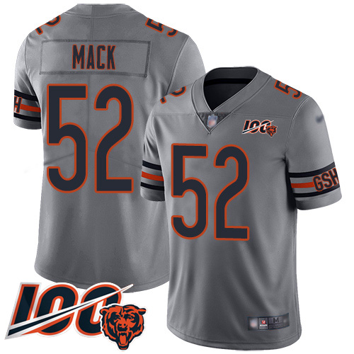 Nike Bears #52 Khalil Mack Silver Youth Stitched NFL Limited Inverted Legend 100th Season Jersey Nike Bears #52 Khalil Mack Silver Youth Stitched NFL Limited Inverted Legend 100th Season Jersey