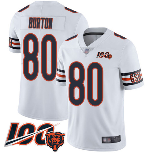 Nike Bears #80 Trey Burton White Youth Stitched NFL 100th Season Vapor Limited Jersey