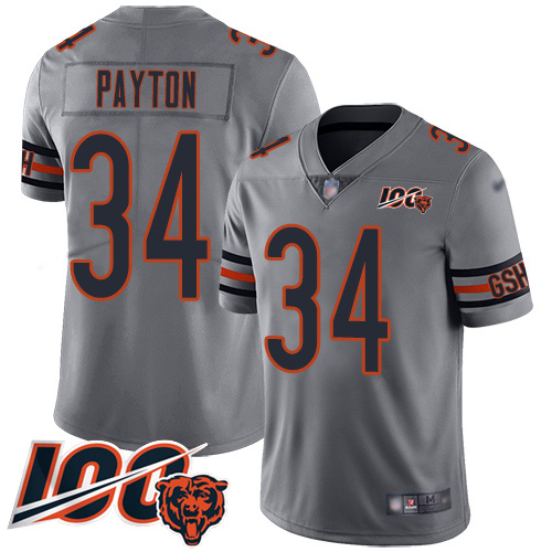 Nike Bears #34 Walter Payton Silver Youth Stitched NFL Limited Inverted Legend 100th Season Jersey