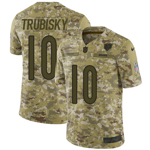 Nike Bears #10 Mitchell Trubisky Camo Youth Stitched NFL Limited 2018 Salute to Service Jersey