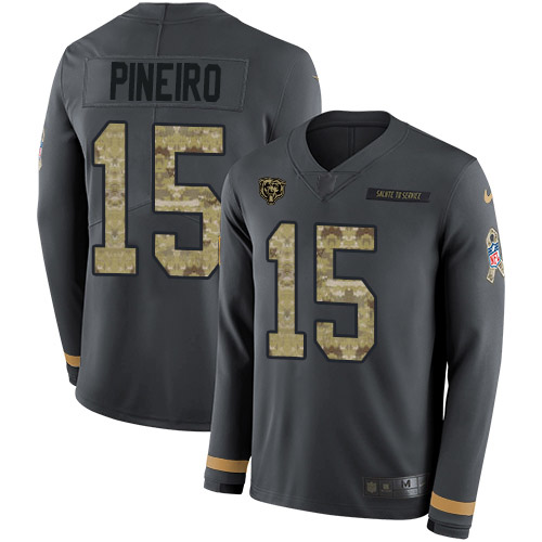 Nike Bears #15 Eddy Pineiro Anthracite Salute to Service Youth Stitched NFL Limited Therma Long Sleeve Jersey Nike Bears #15 Eddy Pineiro Anthracite Salute to Service Youth Stitched NFL Limited Therma Long Sleeve Jersey