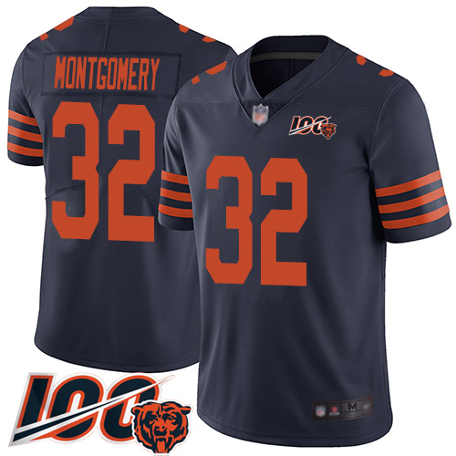 Nike Bears #32 David Montgomery Navy Blue Alternate Youth Stitched NFL 100th Season Vapor Limited Jersey Nike Bears #32 David Montgomery Navy Blue Alternate Youth Stitched NFL 100th Season Vapor Limited Jersey