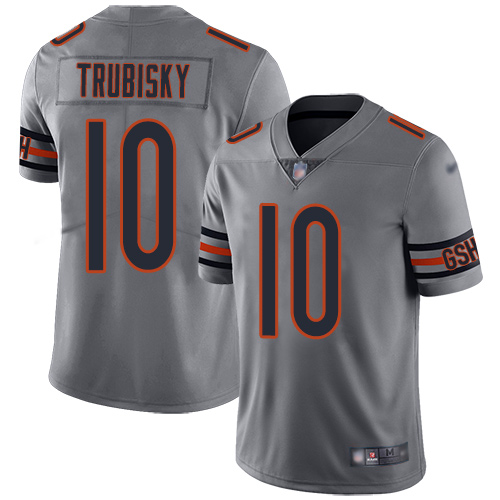 Nike Bears #10 Mitchell Trubisky Silver Youth Stitched NFL Limited Inverted Legend Jersey