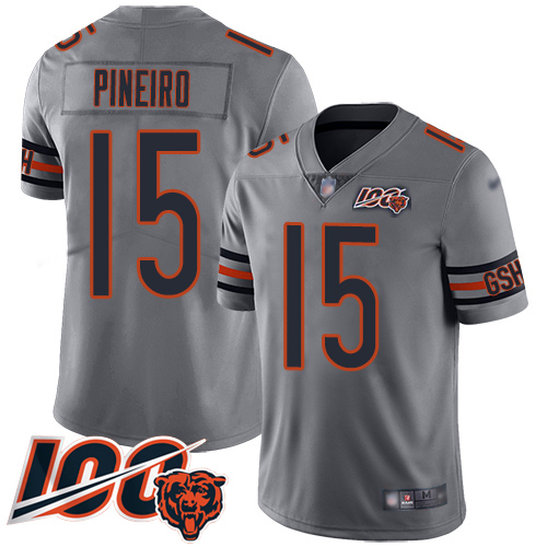 Nike Bears #15 Eddy Pineiro Silver Youth Stitched NFL Limited Inverted Legend 100th Season Jersey Nike Bears #15 Eddy Pineiro Silver Youth Stitched NFL Limited Inverted Legend 100th Season Jersey