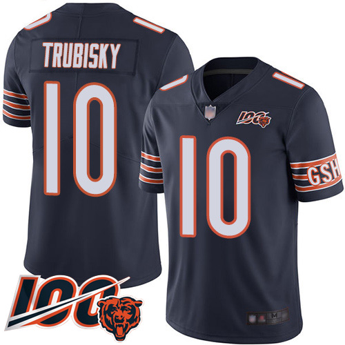 Nike Bears #10 Mitchell Trubisky Navy Blue Team Color Youth Stitched NFL 100th Season Vapor Limited Jersey