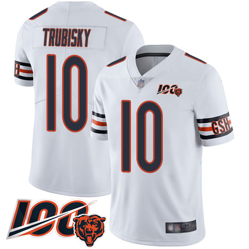 Nike Bears #10 Mitchell Trubisky White Youth Stitched NFL 100th Season Vapor Limited Jersey