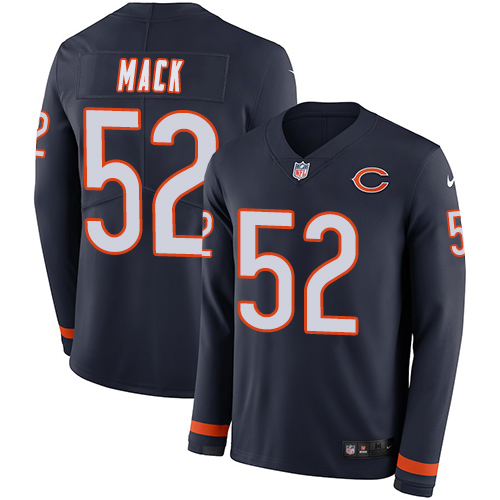 Nike Bears #52 Khalil Mack Navy Blue Team Color Youth Stitched NFL Limited Therma Long Sleeve Jersey Nike Bears #52 Khalil Mack Navy Blue Team Color Youth Stitched NFL Limited Therma Long Sleeve Jersey