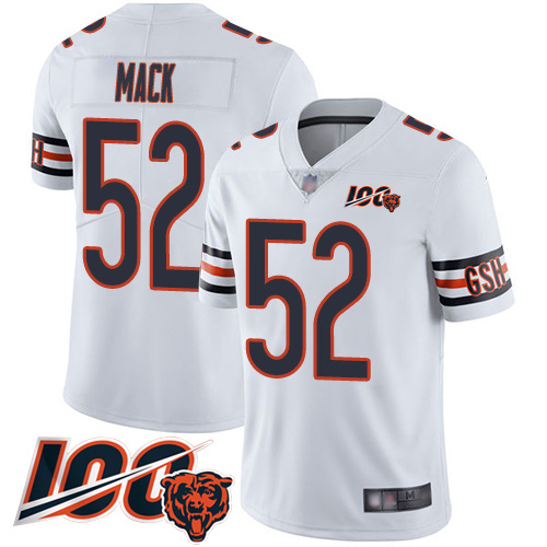 Nike Bears #52 Khalil Mack White Youth Stitched NFL 100th Season Vapor Limited Jersey