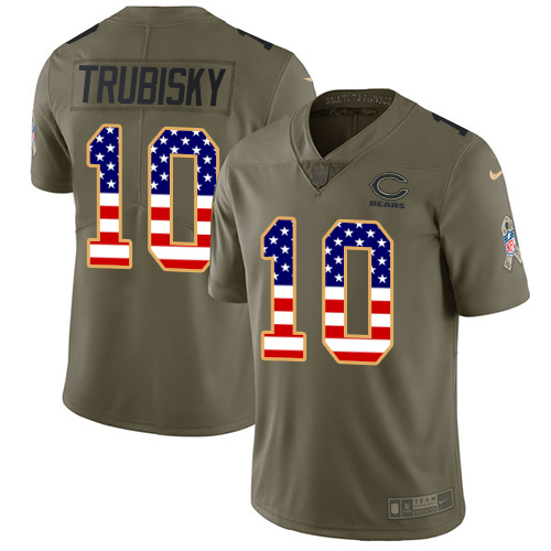Nike Bears #10 Mitchell Trubisky Olive/USA Flag Youth Stitched NFL Limited 2017 Salute to Service Jersey