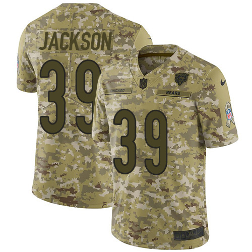 Nike Bears #39 Eddie Jackson Camo Youth Stitched NFL Limited 2018 Salute to Service Jersey