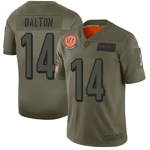 Nike Bengals #14 Andy Dalton Camo Youth Stitched NFL Limited 2019 Salute to Service Jersey