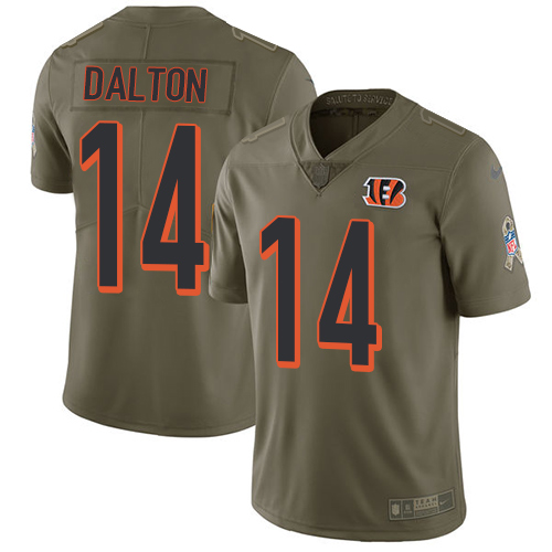 Nike Bengals #14 Andy Dalton Olive Youth Stitched NFL Limited 2017 Salute to Service Jersey Nike Bengals #14 Andy Dalton Olive Youth Stitched NFL Limited 2017 Salute to Service Jersey