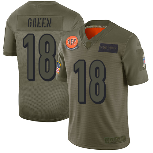 Nike Bengals #18 A.J. Green Camo Youth Stitched NFL Limited 2019 Salute to Service Jersey