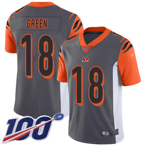 Nike Bengals #18 A.J. Green Silver Youth Stitched NFL Limited Inverted Legend 100th Season Jersey