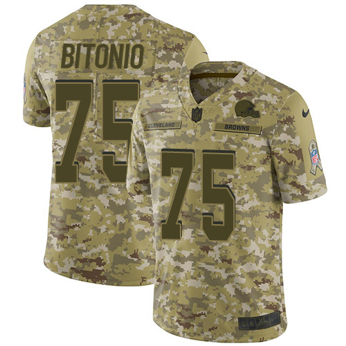 Nike Browns #75 Joel Bitonio Camo Youth Stitched NFL Limited 2018 Salute to Service Jersey