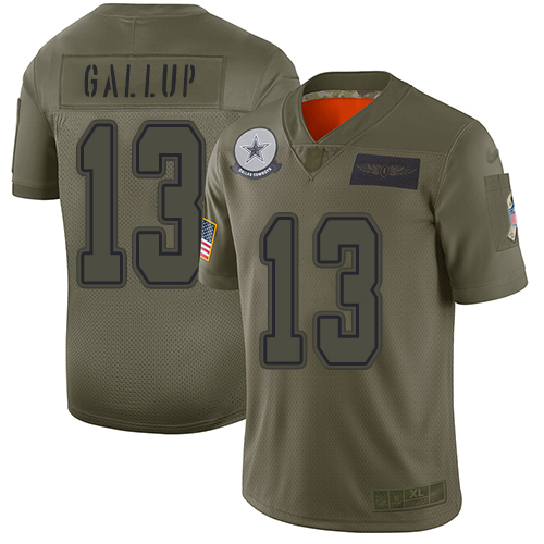 Nike Cowboys #13 Michael Gallup Camo Youth Stitched NFL Limited 2019 Salute to Service Jersey