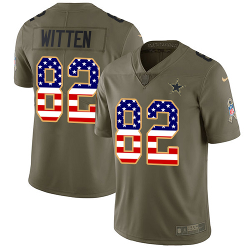 Nike Cowboys #82 Jason Witten Olive/USA Flag Youth Stitched NFL Limited 2017 Salute to Service Jersey