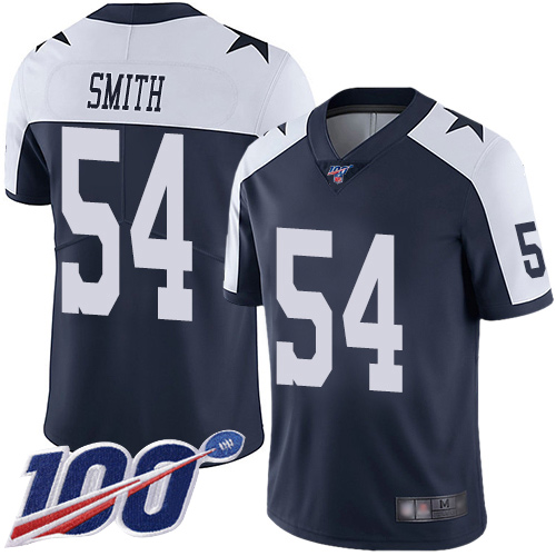Nike Cowboys #54 Jaylon Smith Navy Blue Thanksgiving Youth Stitched NFL 100th Season Vapor Throwback Limited Jersey