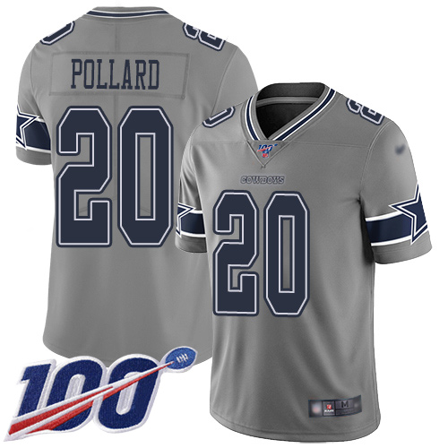 Nike Cowboys #20 Tony Pollard Gray Youth Stitched NFL Limited Inverted Legend 100th Season Jersey