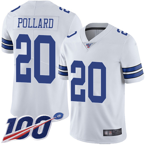 Nike Cowboys #20 Tony Pollard White Youth Stitched NFL 100th Season Vapor Limited Jersey
