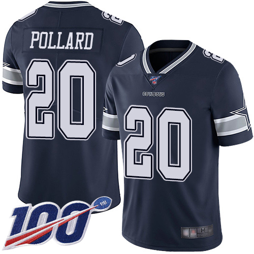 Nike Cowboys #20 Tony Pollard Navy Blue Team Color Youth Stitched NFL 100th Season Vapor Limited Jersey