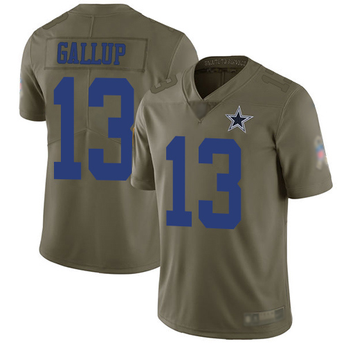 Nike Cowboys #13 Michael Gallup Olive Youth Stitched NFL Limited 2017 Salute to Service Jersey