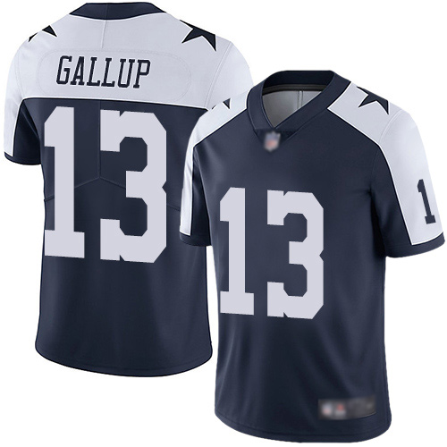 Nike Cowboys #13 Michael Gallup Navy Blue Thanksgiving Youth Stitched NFL Vapor Untouchable Limited Throwback Jersey