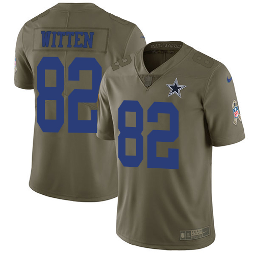 Nike Cowboys #82 Jason Witten Olive Youth Stitched NFL Limited 2017 Salute to Service Jersey