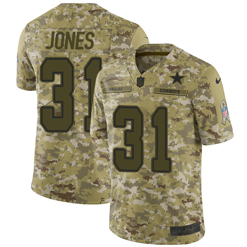 Nike Cowboys #31 Byron Jones Camo Youth Stitched NFL Limited 2018 Salute to Service Jersey