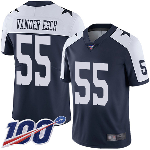 Nike Cowboys #55 Leighton Vander Esch Navy Blue Thanksgiving Youth Stitched NFL 100th Season Vapor Throwback Limited Jersey