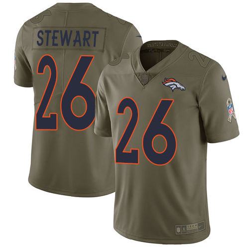 Nike Broncos #26 Darian Stewart Olive Youth Stitched NFL Limited 2017 Salute to Service Jersey