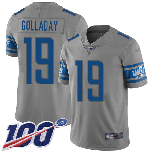 Nike Lions #19 Kenny Golladay Gray Youth Stitched NFL Limited Inverted Legend 100th Season Jersey Nike Lions #19 Kenny Golladay Gray Youth Stitched NFL Limited Inverted Legend 100th Season Jersey