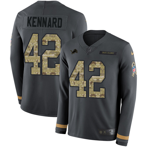 Nike Lions #42 Devon Kennard Anthracite Salute to Service Youth Stitched NFL Limited Therma Long Sleeve Jersey Nike Lions #42 Devon Kennard Anthracite Salute to Service Youth Stitched NFL Limited Therma Long Sleeve Jersey
